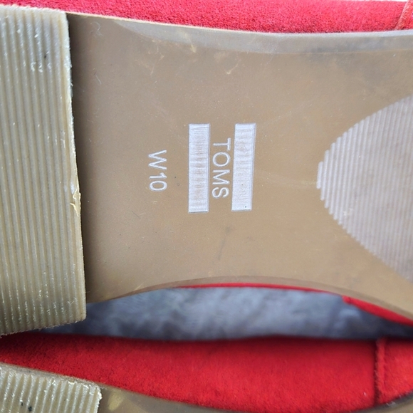 TOMS Shoes Womens W10 Jutti Neat Slip On Loafers Flats Red Suede Minimalist Shoe - Picture 11 of 12